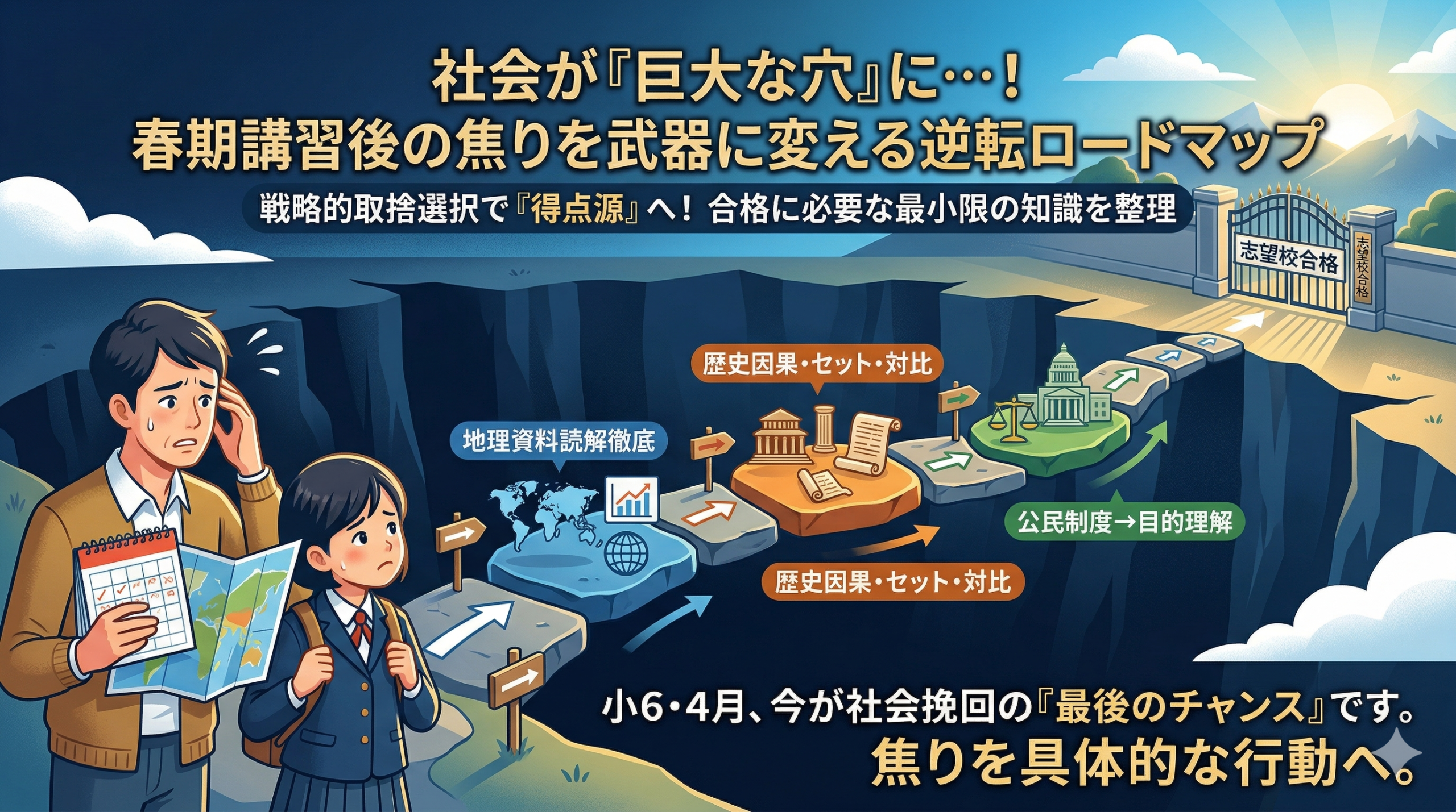 小6 4月からの社会対策｜地理歴史公民の優先順位を家庭で確認
